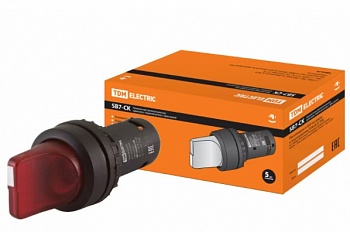 переключатель SB7-CK2462-24V на 2 полож. с фиксац корот..ручка 1р крас ТДМ