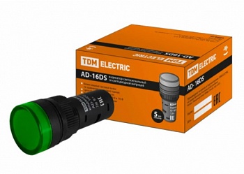 лампа AD16DS(LED) матрица d16 мм зеленый 220В  АС ТДМ