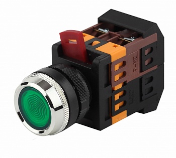 кнопка ABLFS-22 зеленый d22мм неон/240В 1з+1р ИЭК