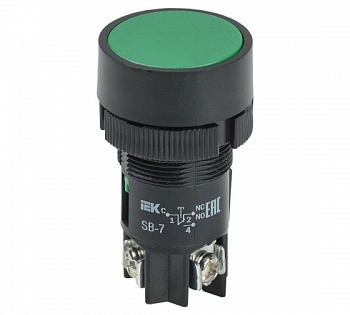 кнопка SB-7 "Пуск"зеленая d22мм  240В 1з+1р ИЭК