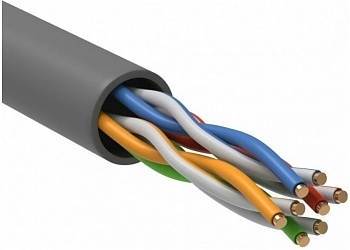 UTP-5e 4х2х24 AWG solid LSZH нг HF серый ИЭК