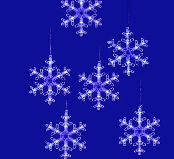 гирлянда светод. Занавес с ULD-E1503-072/DTA SNOWFLAKES-3 1.5м*0,3 синий свет