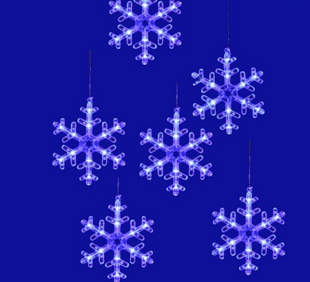 гирлянда светод. Занавес с ULD-E1503-072/DTA SNOWFLAKES-3 1.5м*0,3 синий свет