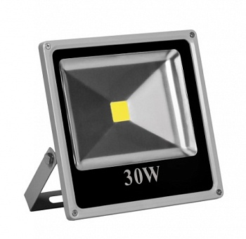 прож. светодиод.  30W красный  квадрат 1LED 230V LL-273 (IP 65) серый