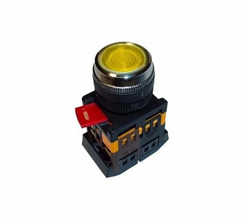 кнопка ABLFS-22 желтый d22мм неон/240В 1з+1р ИЭК